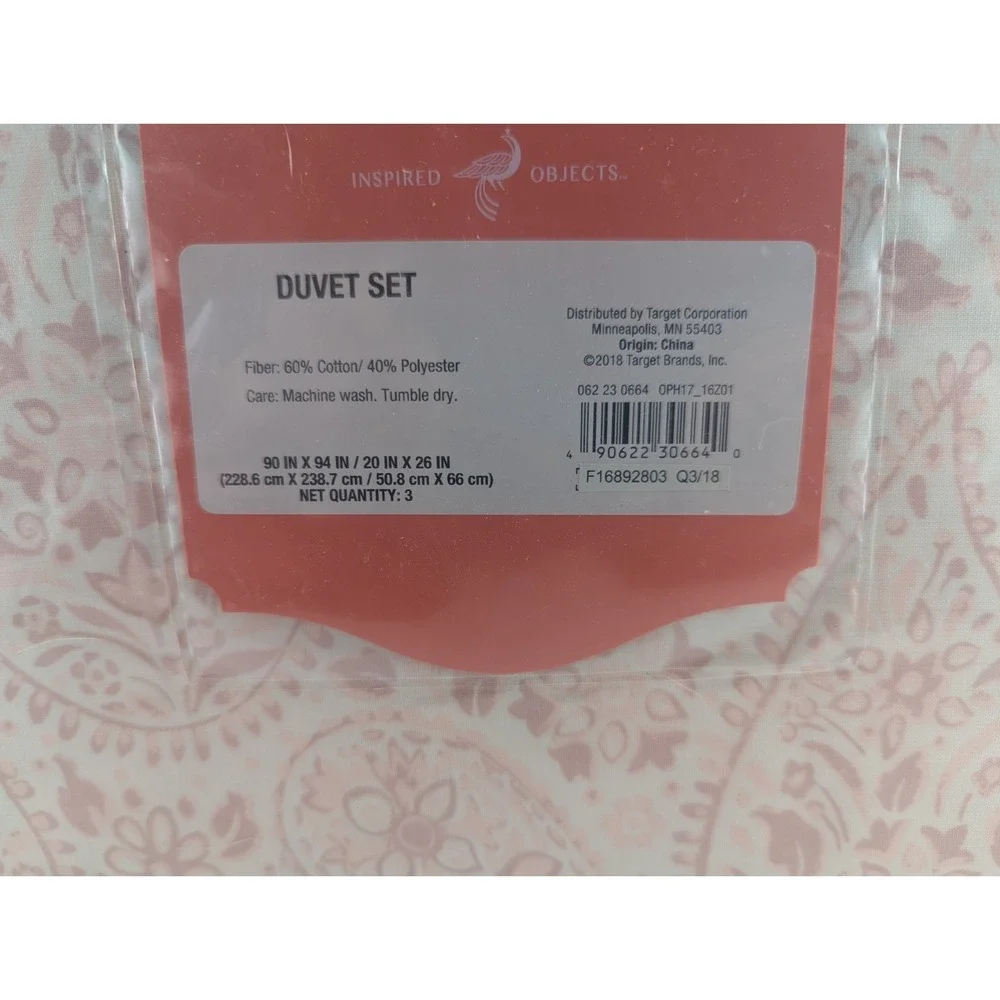 Opalhouse Duvet Set Pink 90x94 Duvet and Shams 3 pc set new #30664